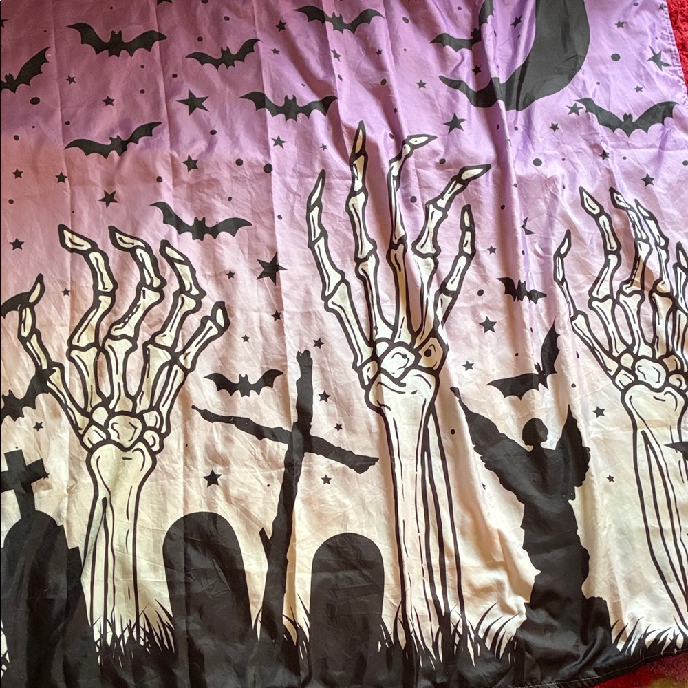 Too Fast Zombie Graveyard Halloween Skeleton Graveyard Purple Shower Curtain
